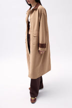 Collar Detail Oversize Brown Trench Coat
