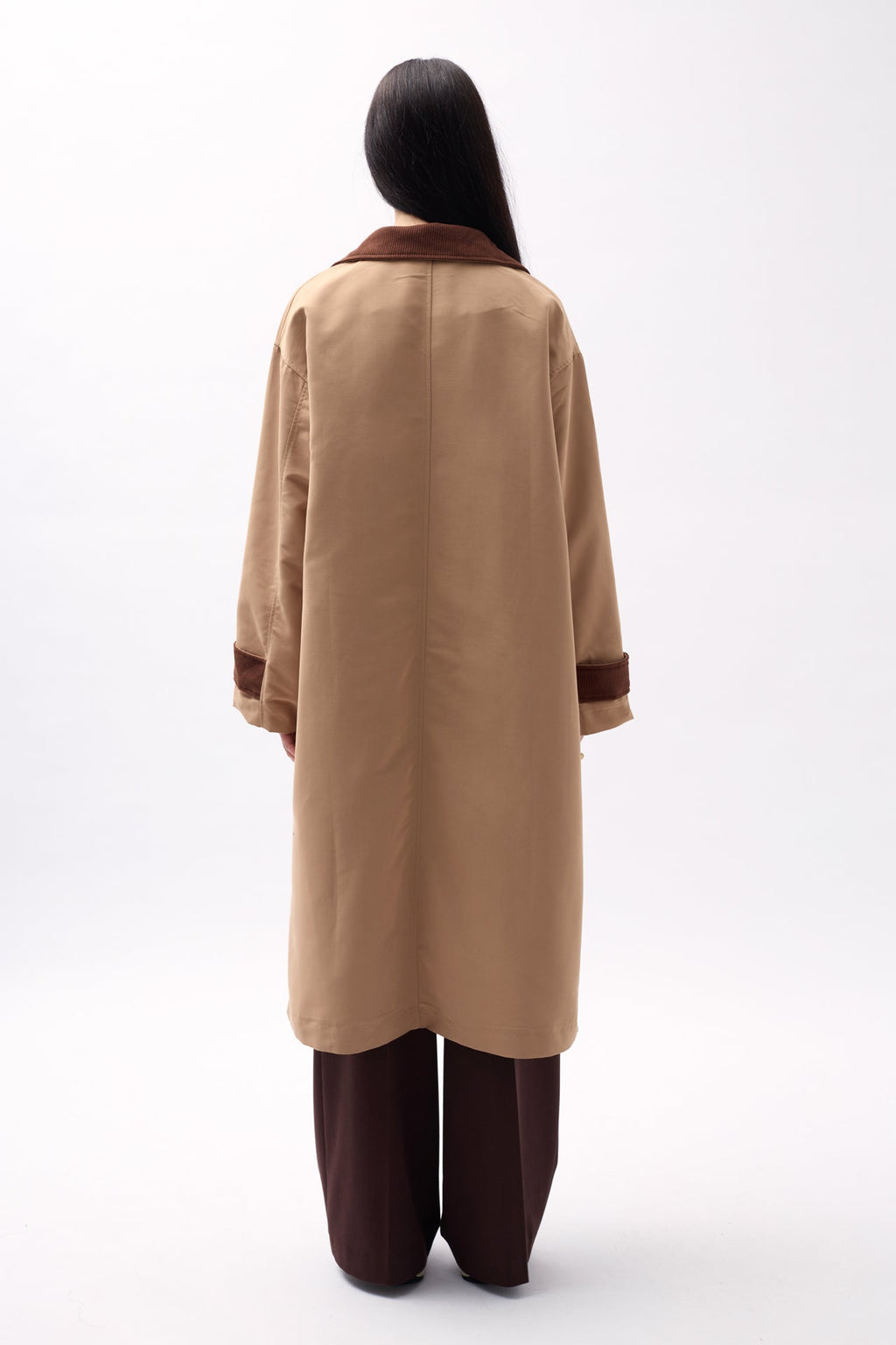 Collar Detail Oversize Brown Trench Coat
