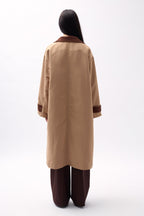 Collar Detail Oversize Brown Trench Coat