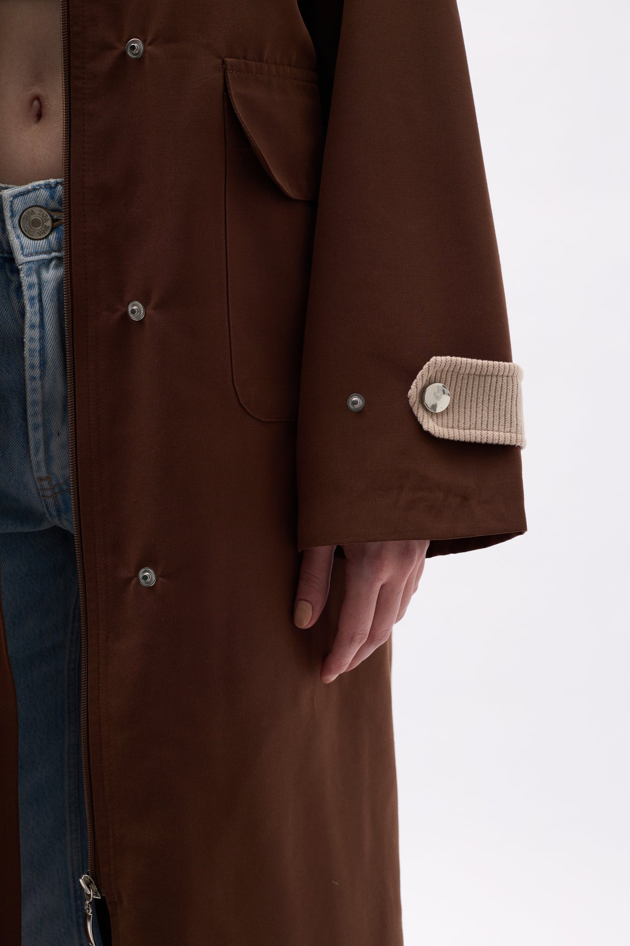 Collar Detail Oversize Dark Brown Trench Coat