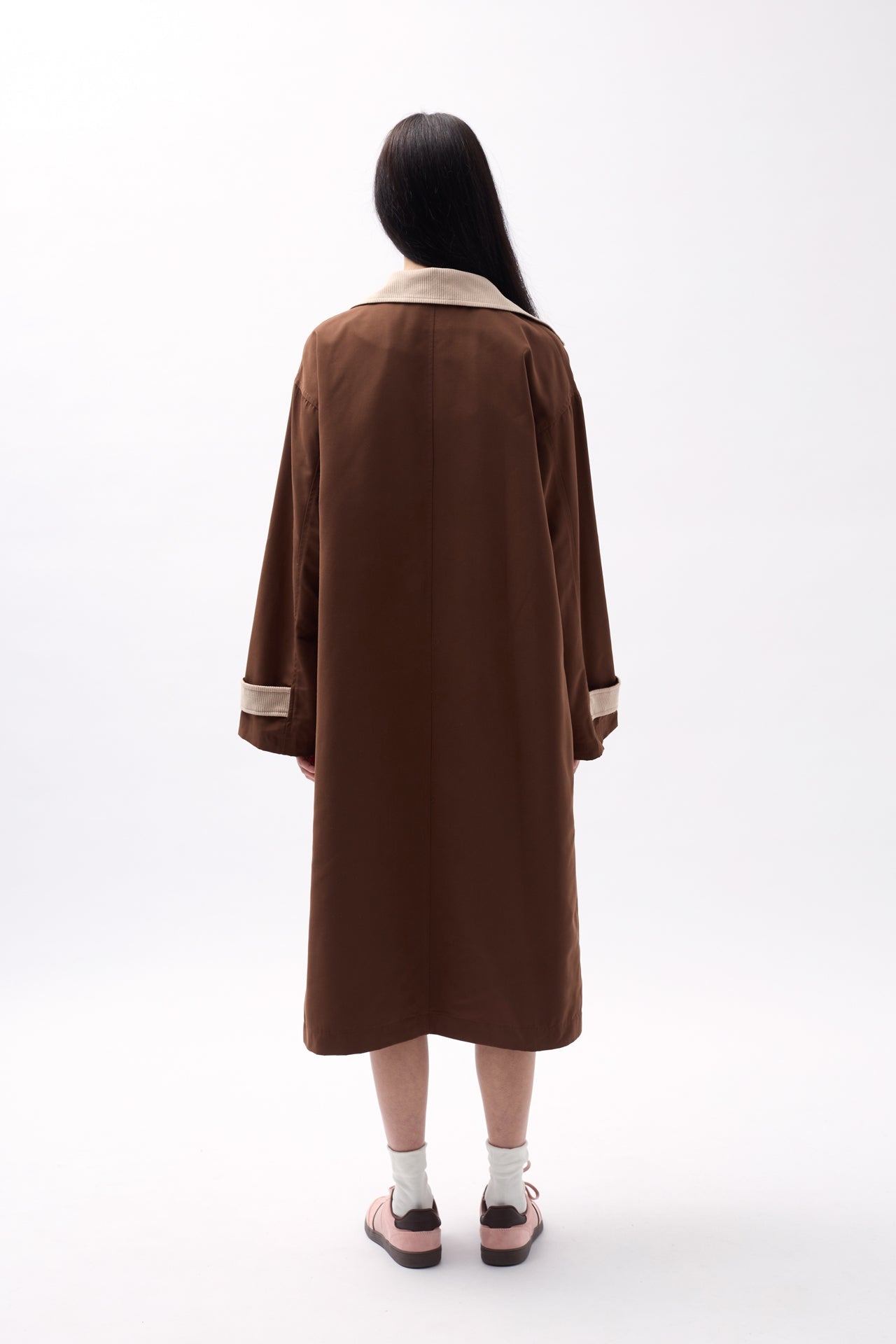 Collar Detail Oversize Dark Brown Trench Coat