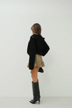 Collar Zipper Detail Black Sweater