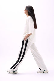 White Sweatpants with Side Stripes