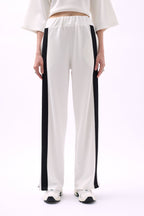 Side Stripe White Sweatpants Bottom