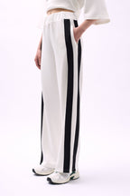 Side Stripe White Sweatpants Bottom