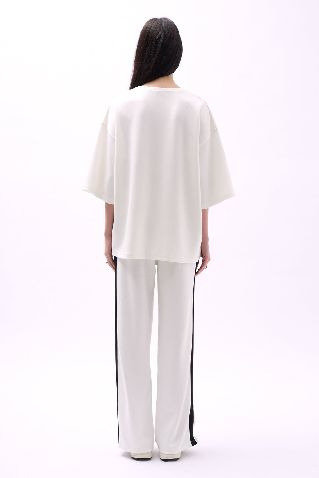 Side Stripe White Sweatpants Bottom