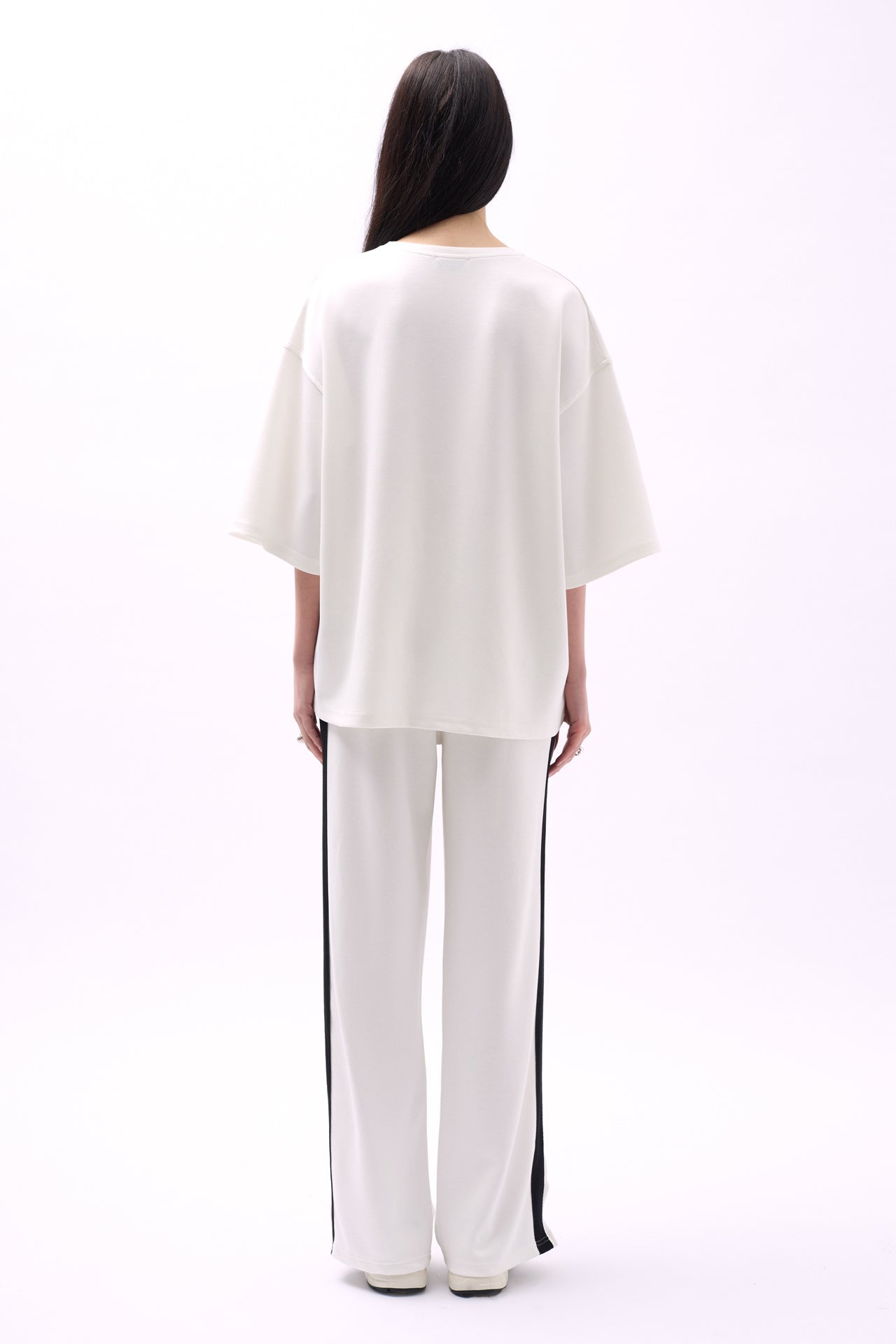 Side Stripe White Sweatpants Bottom