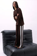 Side Stripe Brown Sweatpants Bottom