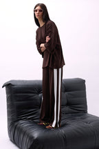 Side Stripe Brown Sweatpants Bottom
