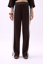 Side Stripe Brown Sweatpants Bottom