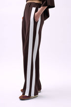 Side Stripe Brown Sweatpants Bottom