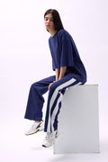 Yan Seritli Navy Sweatshirtpants