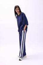 Yan Seritli Navy Sweatshirtpants
