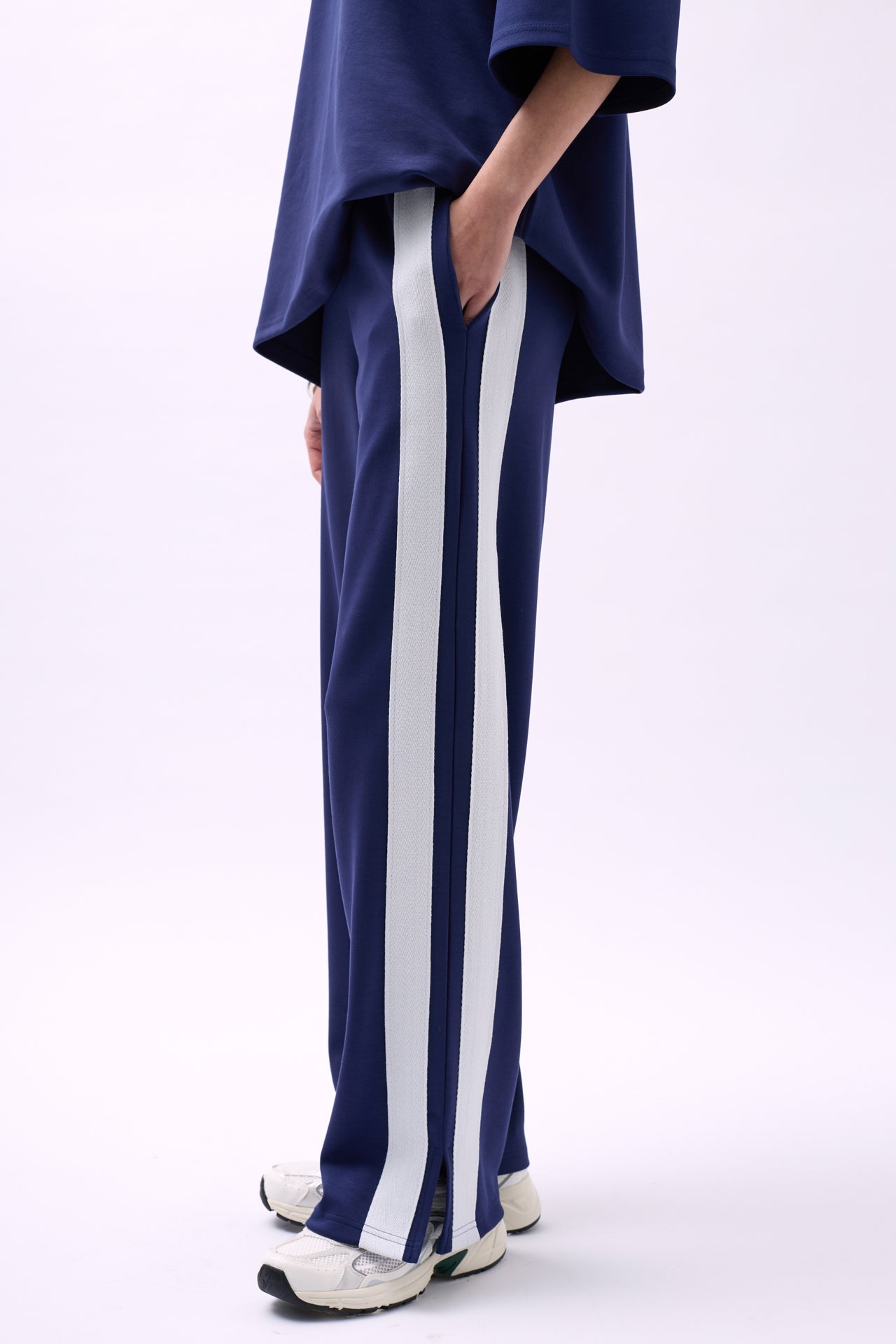 Yan Seritli Navy Sweatshirtpants