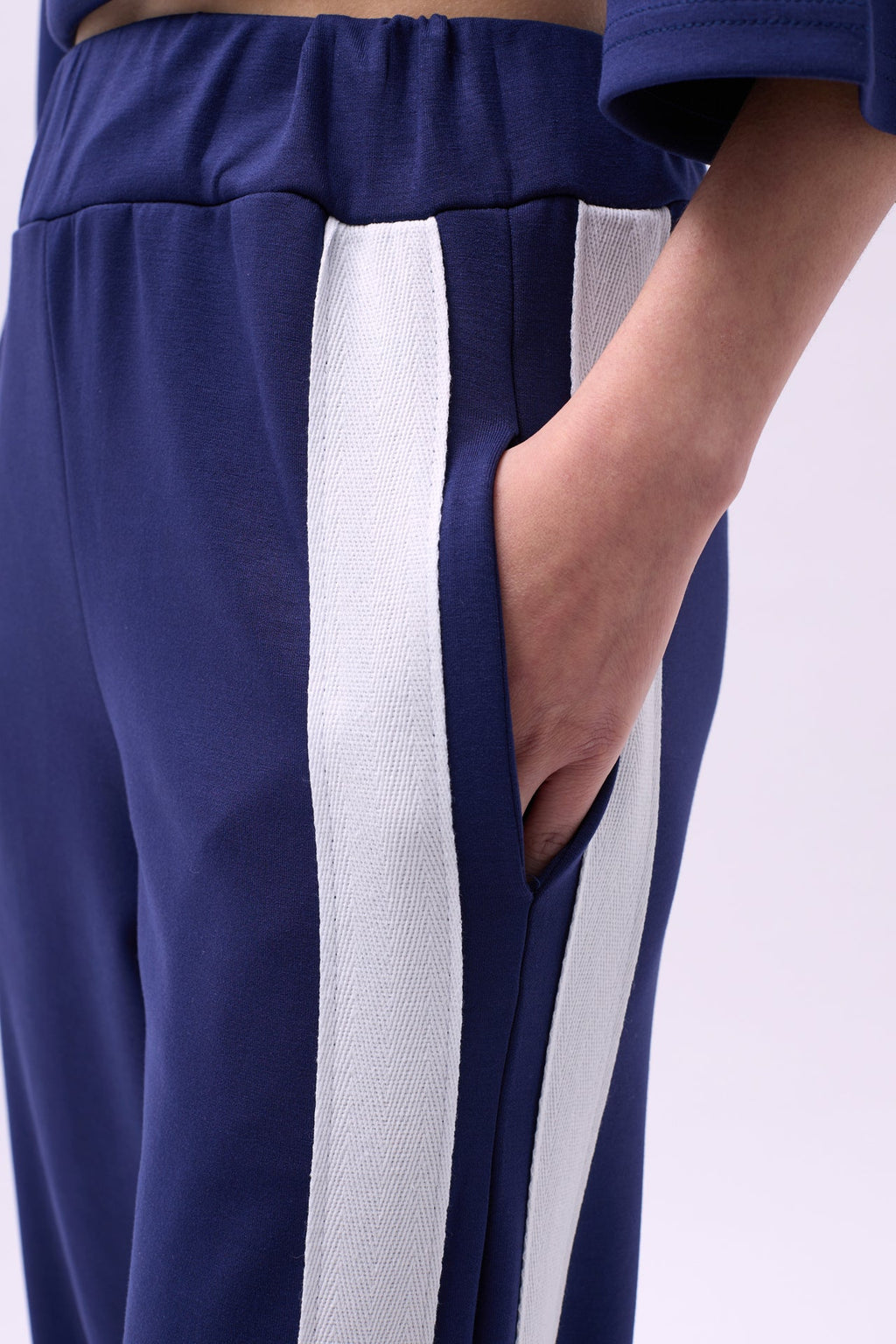 Yan Seritli Navy Sweatshirtpants