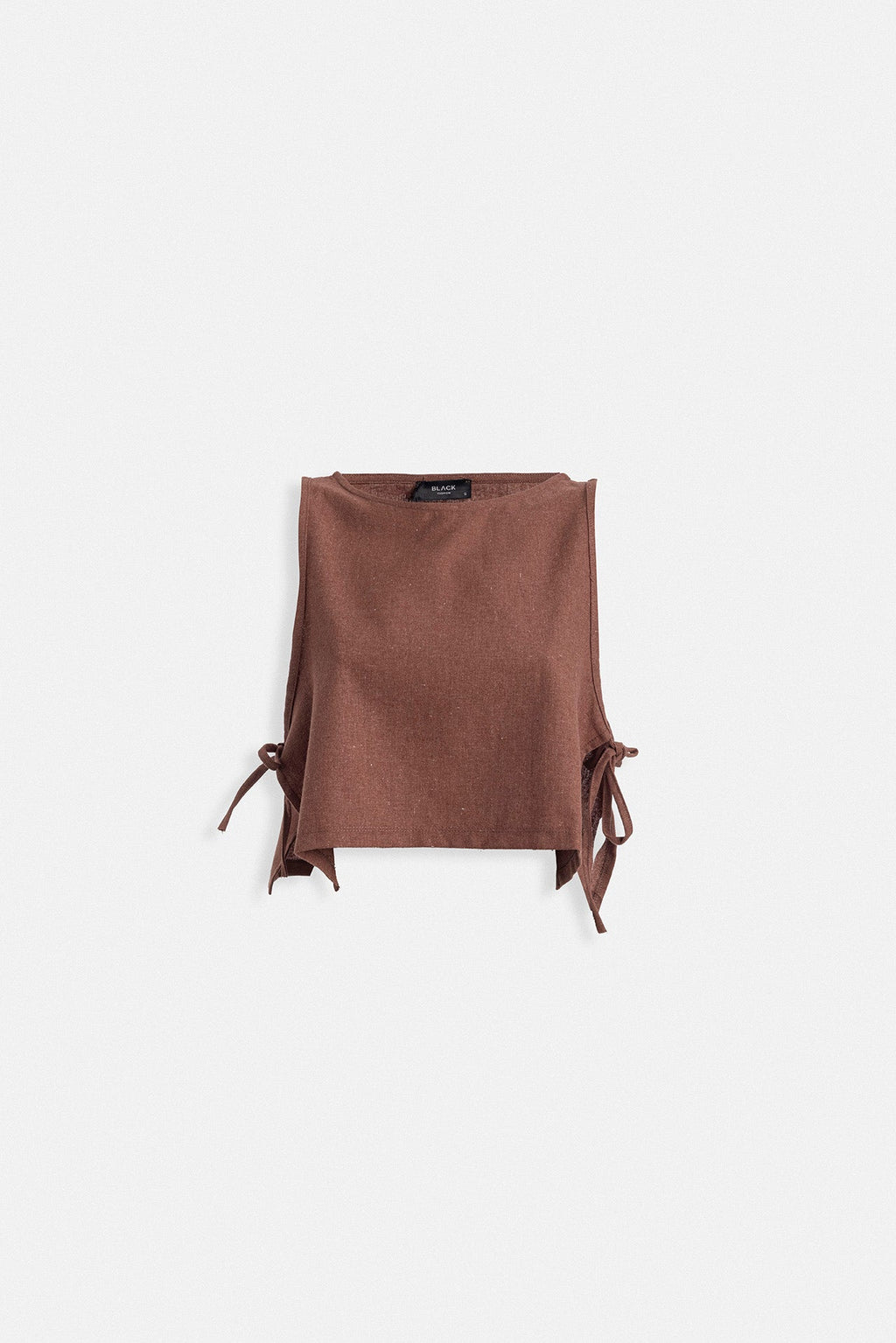 Side Tie Crop Brown Blouse