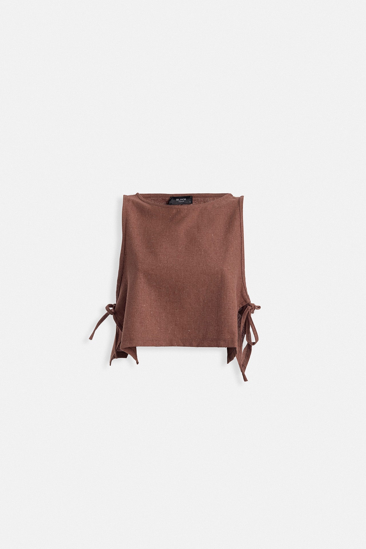 Side Tie Crop Brown Blouse