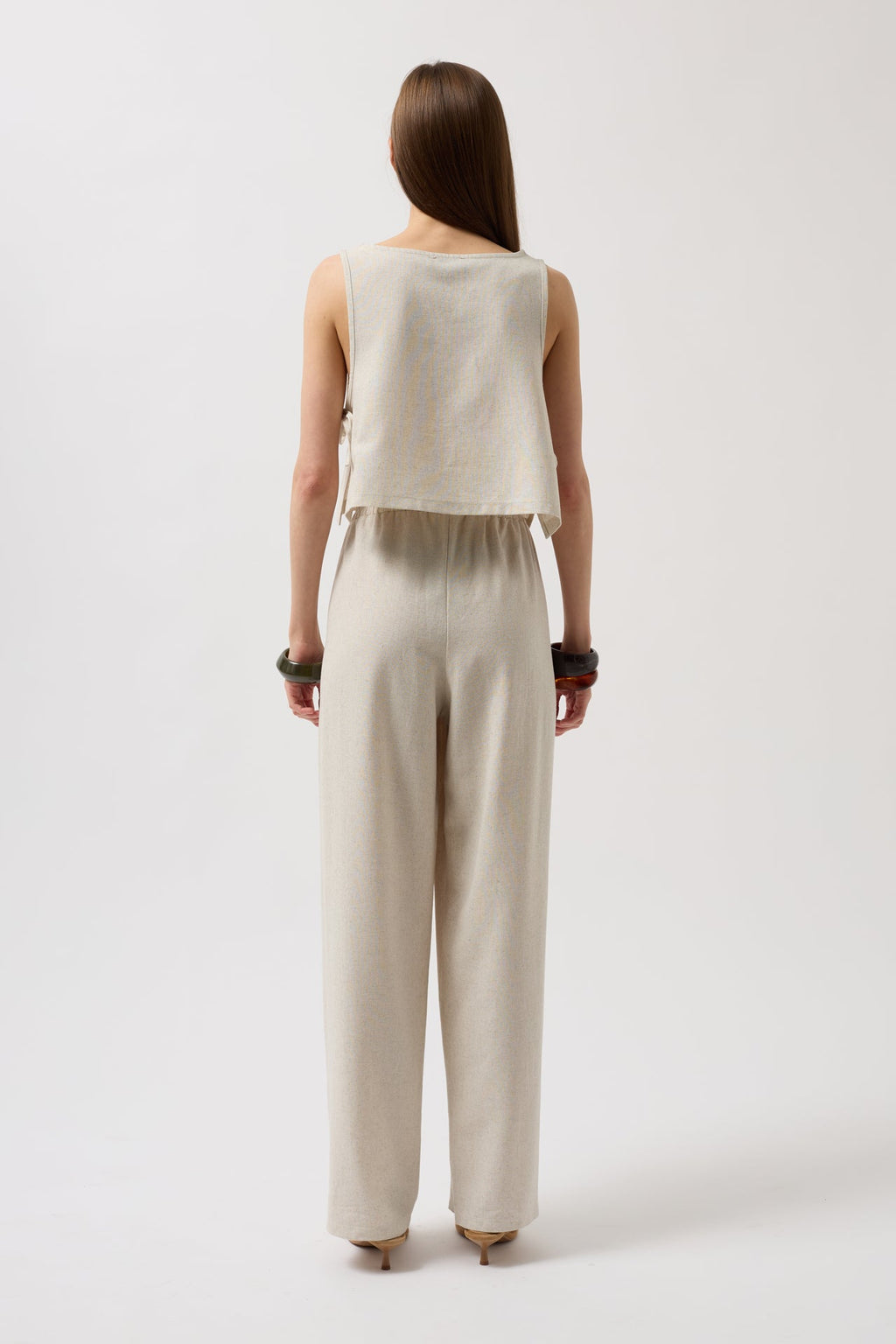 Side Tie Crop Stone Blouse