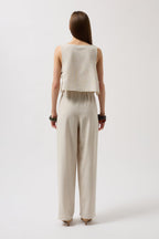 Side Tie Crop Stone Blouse