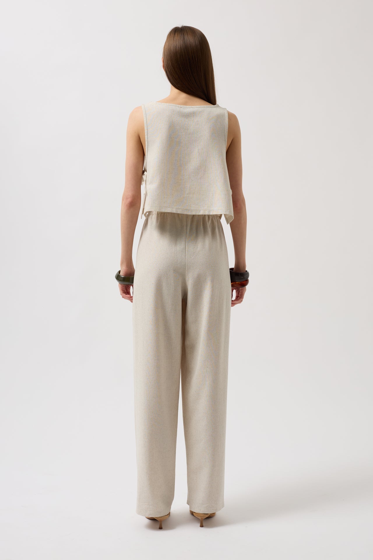 Side Tie Crop Stone Blouse