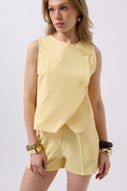 Woven Yellow Vest with Side Buttons