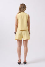 Side Button Woven Yellow Vest