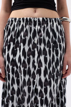 Side Slit Patterned Black Skirt