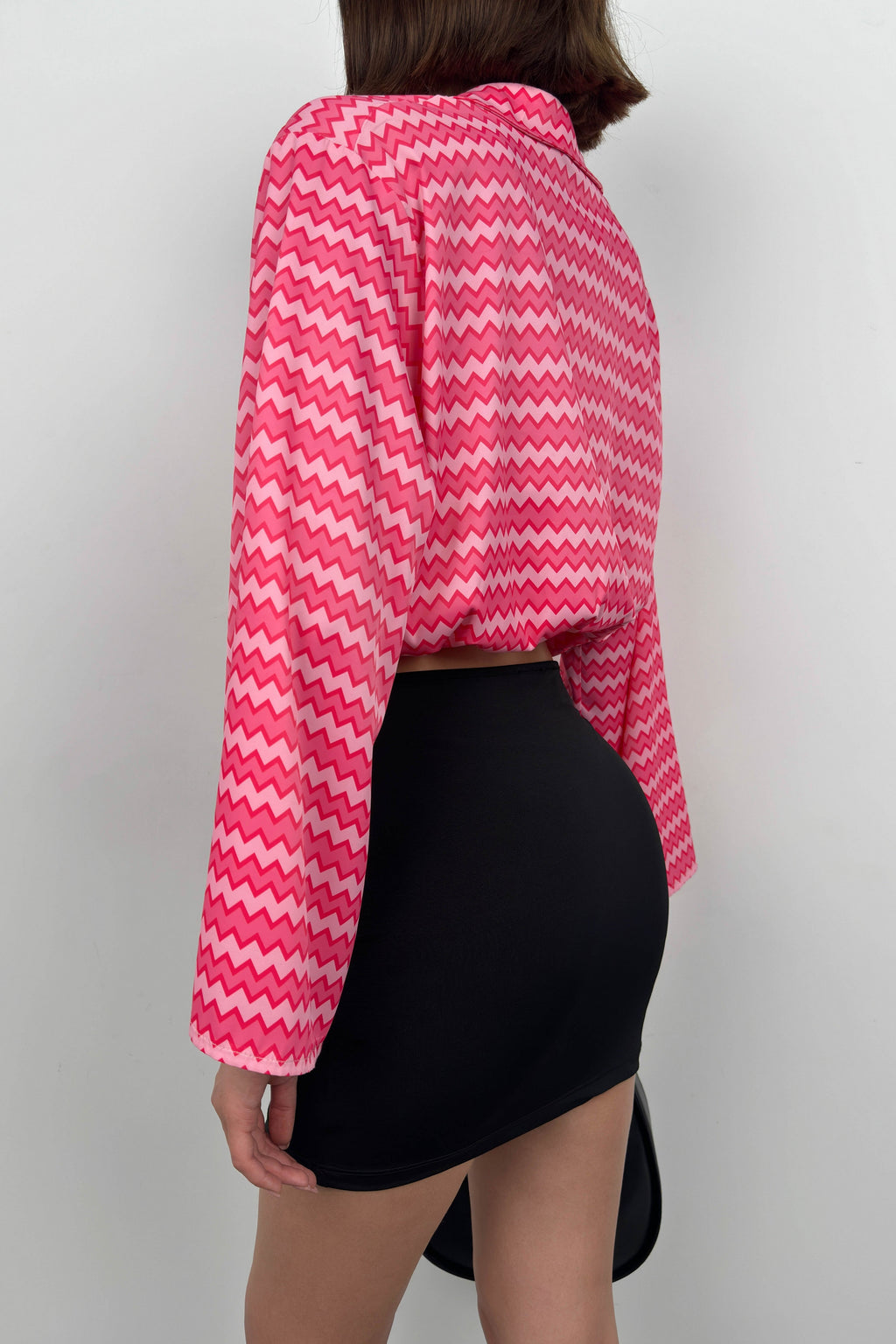 Batwing Sleeve Patterned Pink Blouse