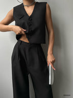 Vest Pants Black Set