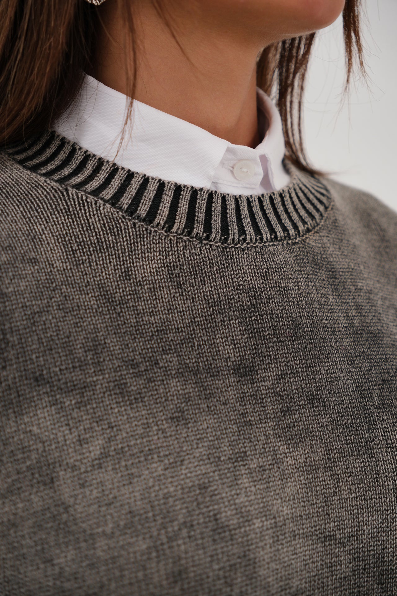 Washed Crop Dark Gray Knit Sweater