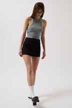 Washed Halter Neck Crop Gray Blouse
