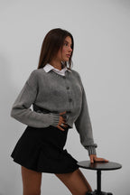 Washed Oversize Gray Cardigan