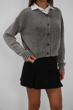 Washed Oversize Gray Cardigan