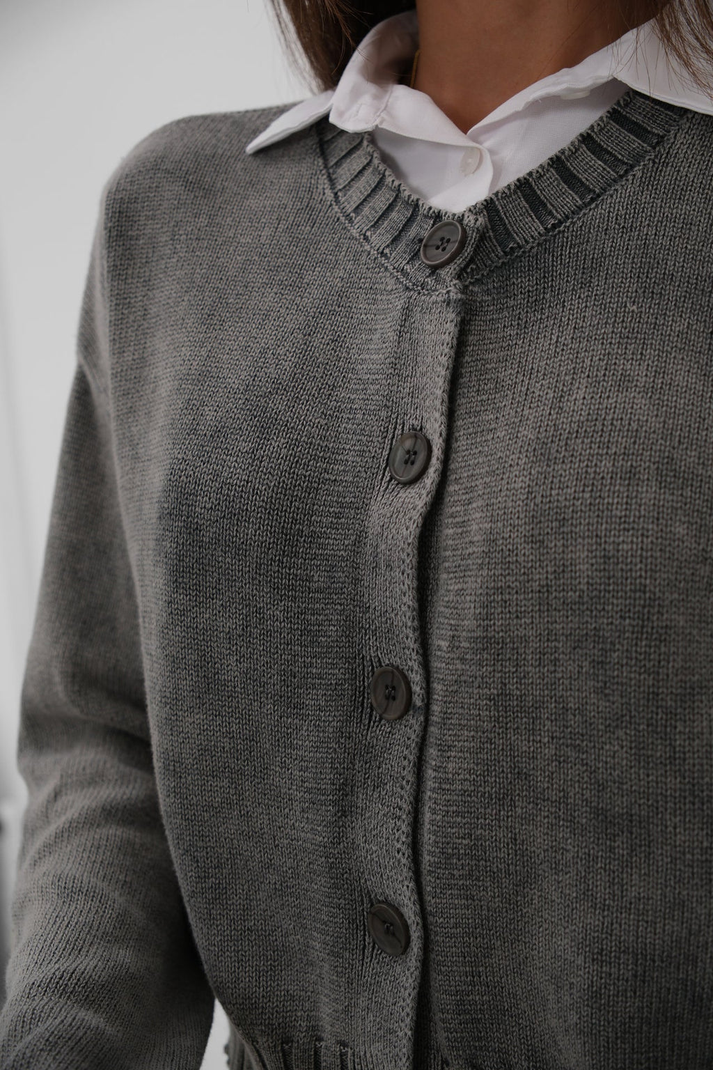Washed Oversize Gray Cardigan