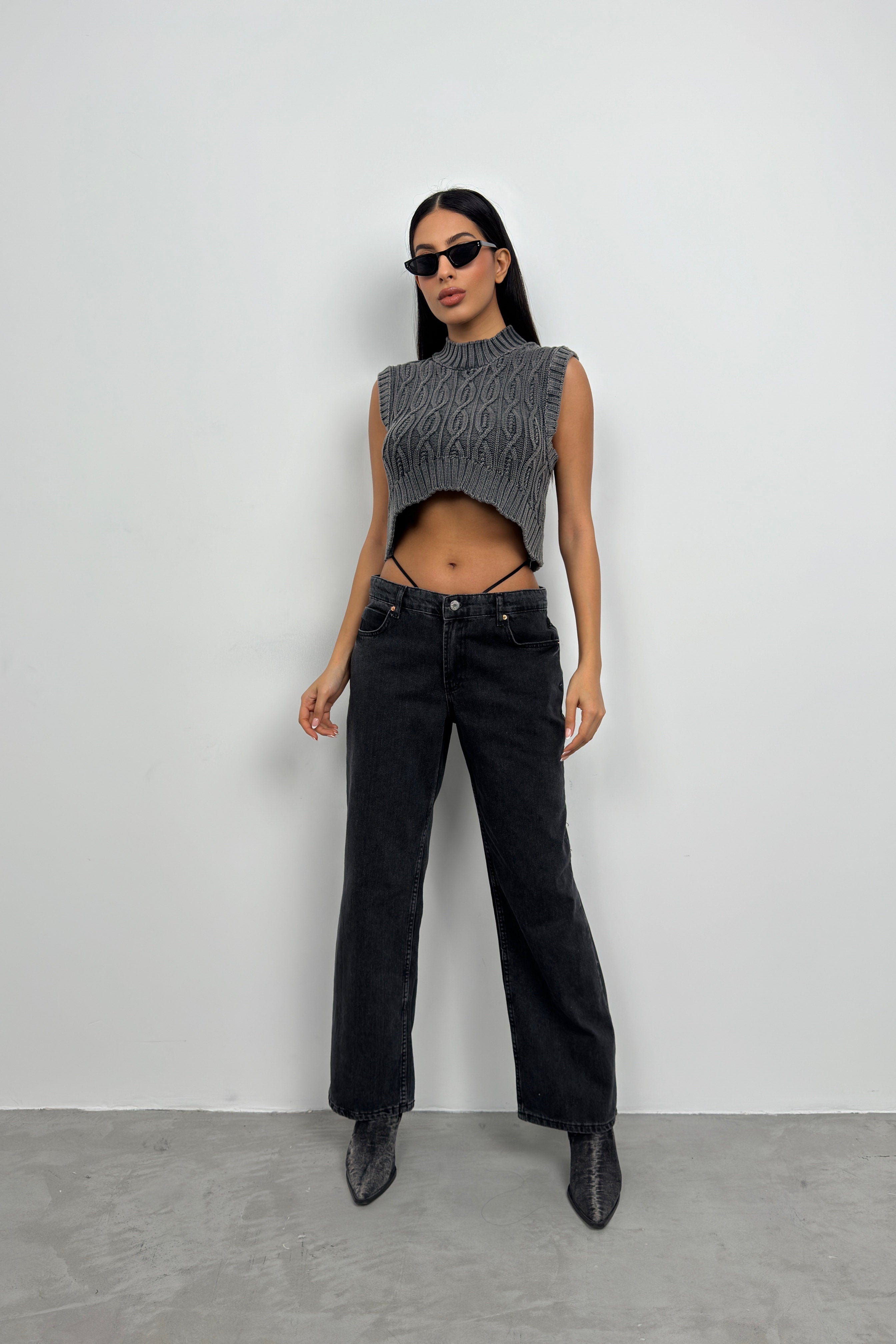 Washed Gray Knit Vest