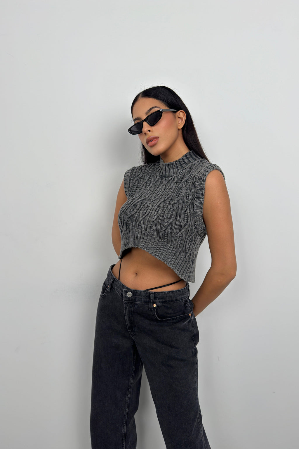 Washed Gray Knit Vest
