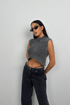 Washed Gray Knit Vest