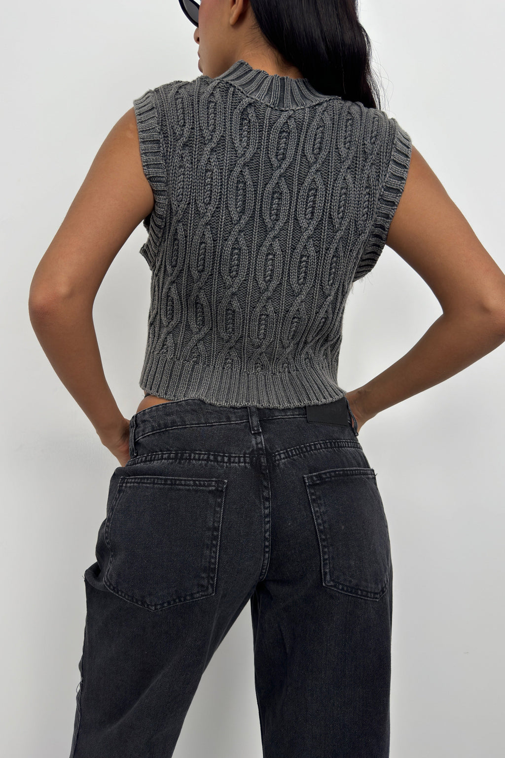 Washed Gray Knit Vest