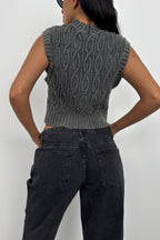 Washed Gray Knit Vest