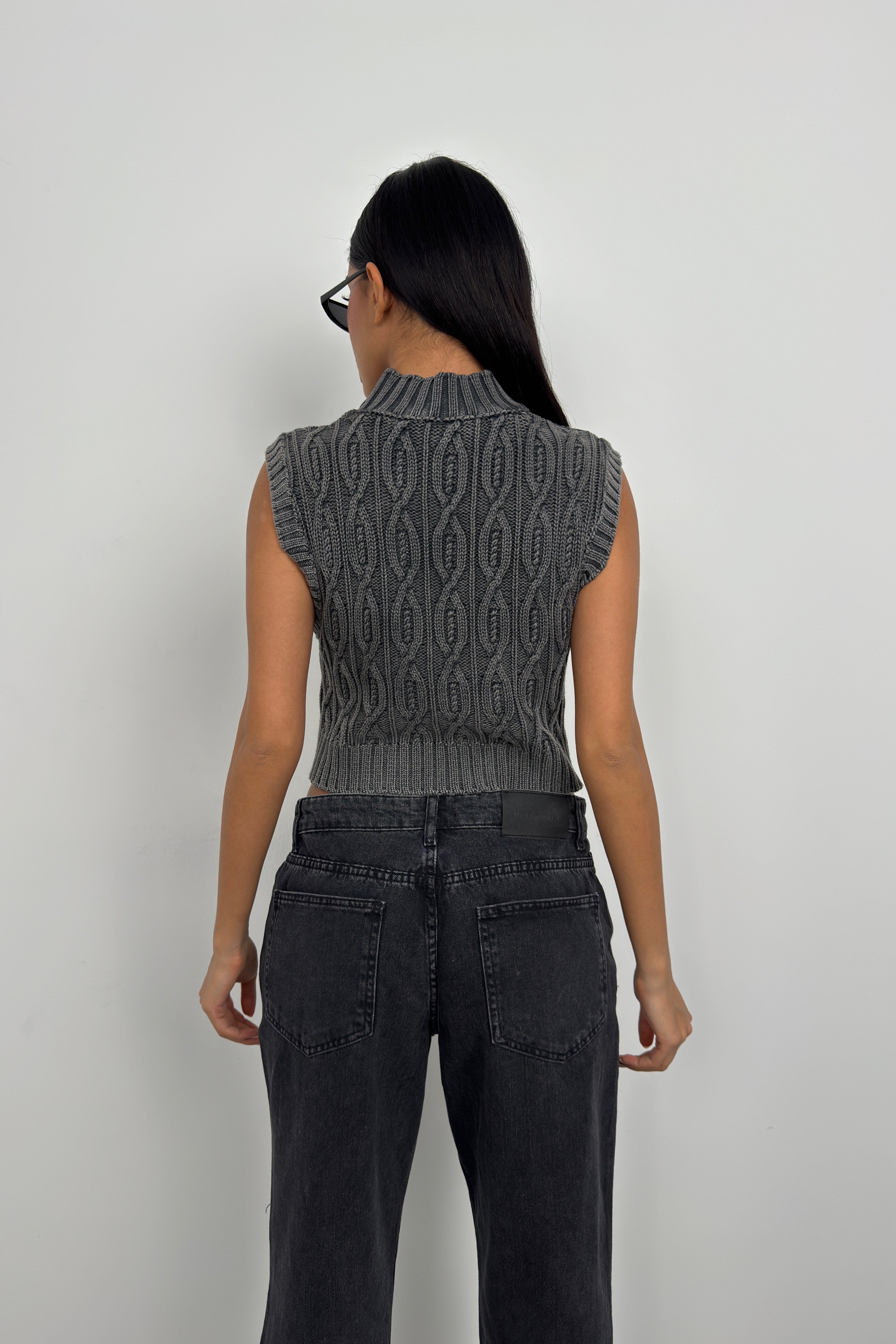 Washed Gray Knit Vest