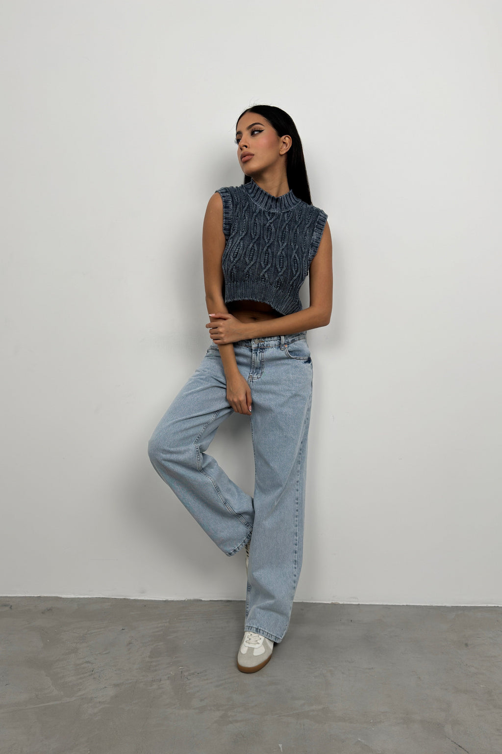 Washed Blue Knit Vest