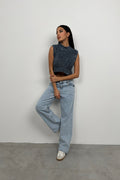 Washed Blue Knit Vest
