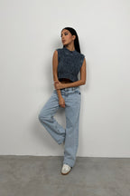 Washed Blue Knit Vest
