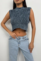 Washed Blue Knit Vest