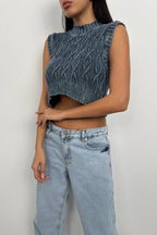 Washed Blue Knit Vest