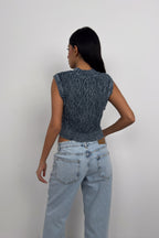 Washed Blue Knit Vest