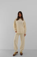 Distressed Detail Ecru Jogger Knit Tracksuit