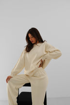 Distressed Detail Ecru Jogger Knit Tracksuit