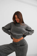 Ripped Detail Gray Knit Sweater