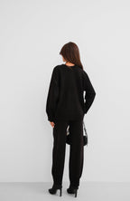 Distressed Detail Black Jogger Knit Sweatpants